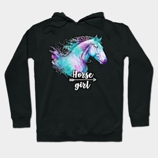 Watercolor Horses Colorful Wild Animal Lover Horse Girl Hoodie